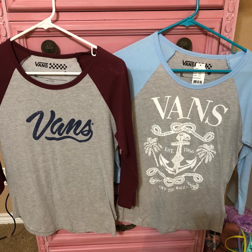 TWO Vans brand baseball 3/4 sleeve tees